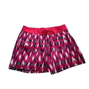 EUC Prana colorful red pink board shorts sz S drawstring in front activewear